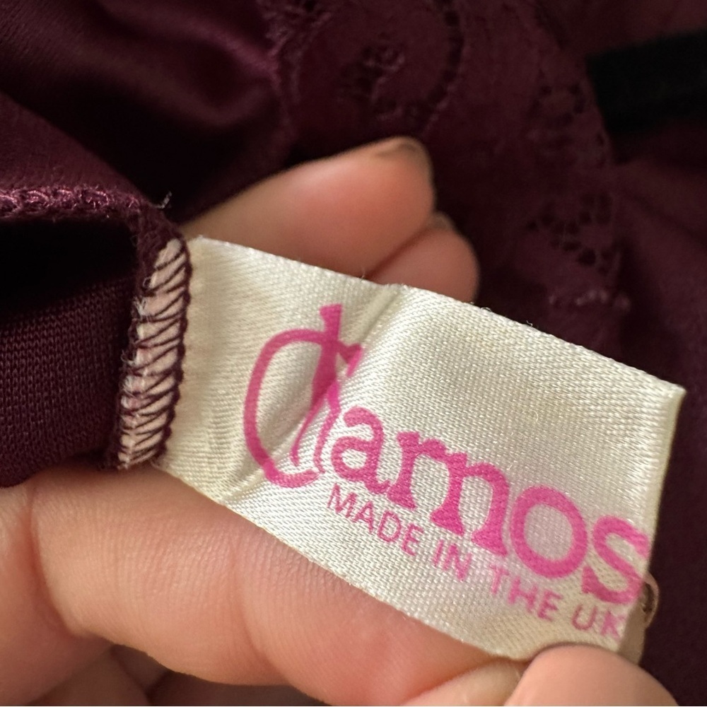Vintage Charnos UK Burgundy Lace Detail Slip Dress Whimsigoth Babydoll 18 UK - Picture 7 of 8